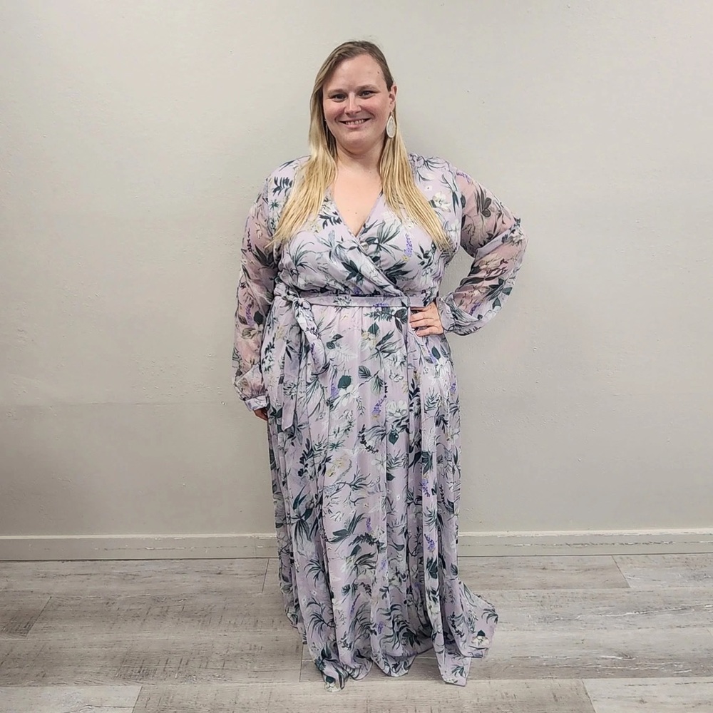 Ivy City Lavender Fields Floral Maxi Dress - Size 3X - Picture 2 of 7